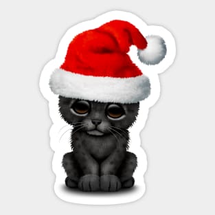 Cute Black Panther Cub Wearing a Santa Hat Sticker